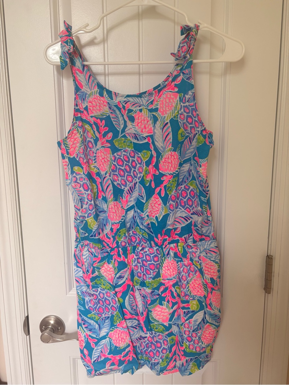 Lilly Pulitzer Sundari Romper in Maldives Turtle Wave print